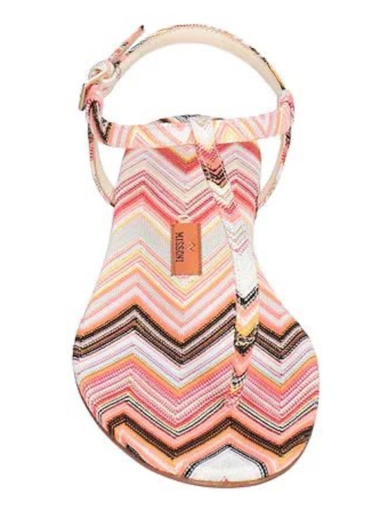 Missoni Leen Striped Twill Zig Zag Sandals - Pink Multi main image 6